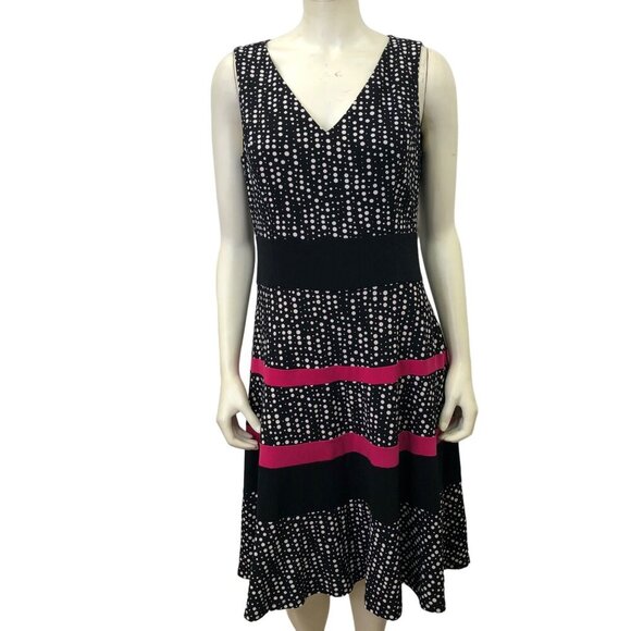 ANNE‎ KLEIN V NECK POLKA DOT DRESS SIZE 8 - Picture 1 of 5